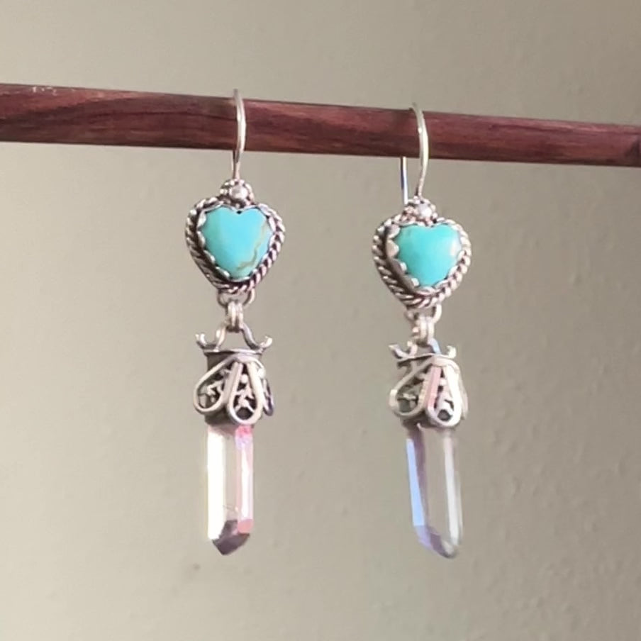 Royston Turquoise Heart & Crystal Point Earrings